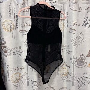 NWT Alice and Olivia mesh black bodysuit